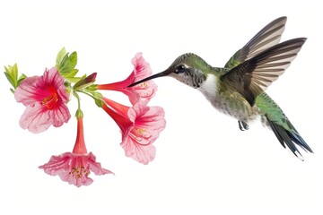 Fototapeta premium Hummingbird flower blossom animal.