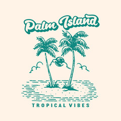 palm illustration island graphic ocean design sunset badge sunrise vintage tropical beach