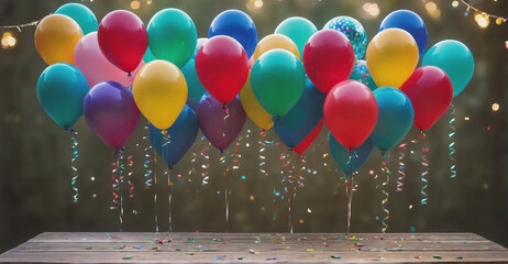 Captivating Birthday Party Background Featuring Cheerful Balloons and Glittering Confetti for a Lively and Joyful Atmosphere
