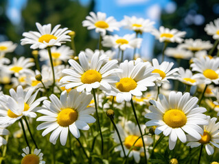 Fototapeta premium flowers daisies background summer nature field