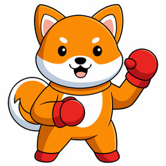 Dog Boxing Cartoon Vector Icon Illustration Animal Sport Icon Isolated Flat Vector