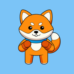 Dog Boxing Cartoon Vector Icon Illustration Animal Sport Icon Isolated Flat Vector