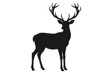 Fototapeta premium Deer logo icon silhouette vector with white background