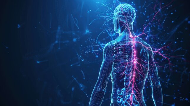 Human nervous system isolated 3D hologram.
