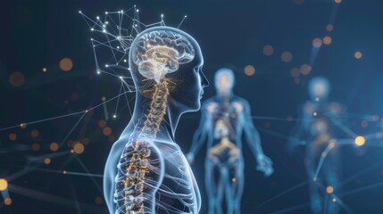 Human nervous system isolated 3D hologram.