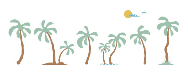 Groovy boho silhouette palm tree illustration