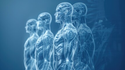 Muscles in the human body, isolated 3D hologram .