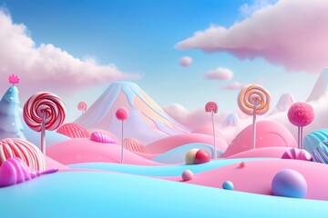 Cute candy land fantasy background backgrounds lollipop cartoon.