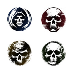 vector set of skull design - grunge style (artwork 2)