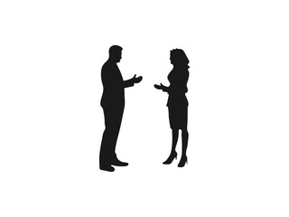 Two business people conversation. Two business people having discussion. Two business people having meeting silhouette.