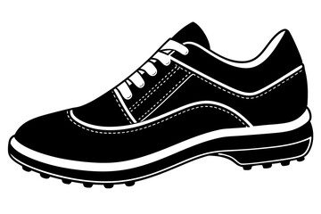 Black flat running Golf shoes vector illustration white background