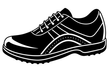 Black flat running Golf shoes vector illustration white background