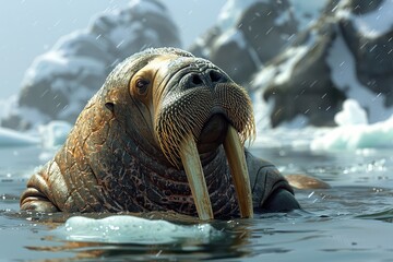 Walrus basking on an ice floe.