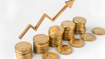 
money chart business finance concept ,
Photo wealth growth process concept woman figurine on rising coin stacks copy space
