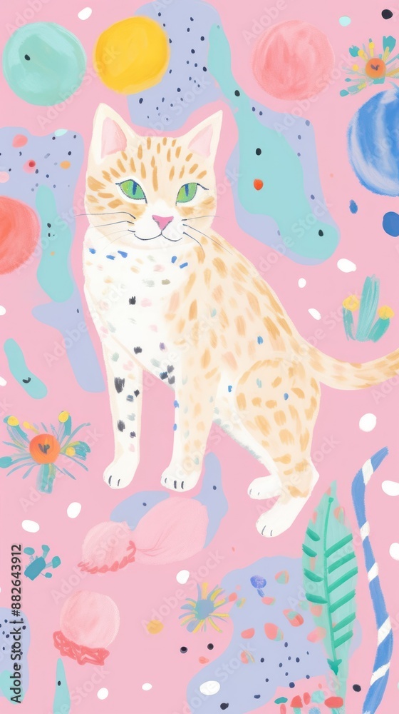 Wall mural cat pattern animal mammal.