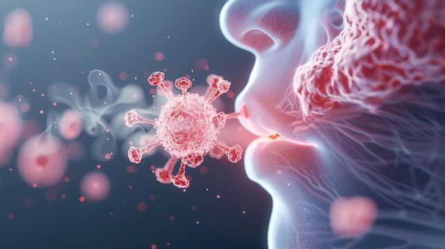 Illustration of allergic reaction by immune system, hypersensitivity, educational