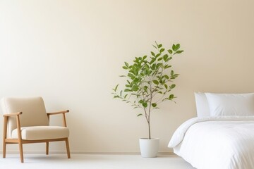 Bedroom simple serenity of soft minimalism bed architecture furniture.