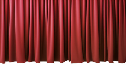 red curtain isolated on transparent background cutout
