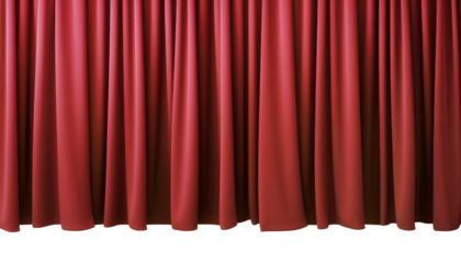 red curtain isolated on transparent background cutout
