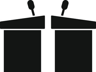 Simple icon of two podiums with microphones, perfect for representing political debates or conferences