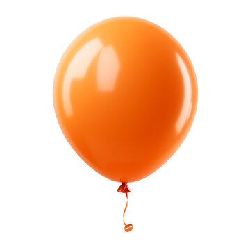 orange balloon isolated on transparent background cutout