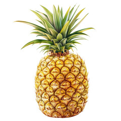 Fototapeta premium Vibrant pineapple with green crown, isolated on white background. Perfect for tropical and healthy food concepts.