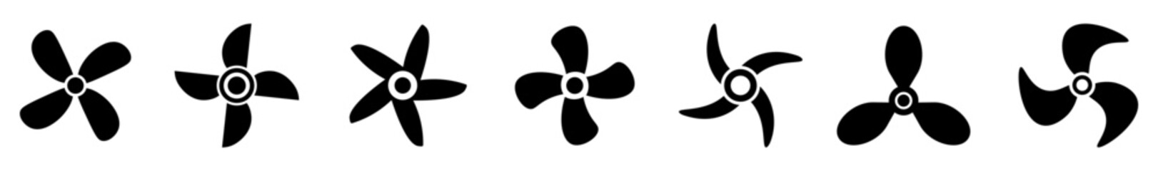 Fan Icons Collection.  Cooler or Conditioner Symbols.Vector