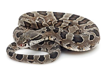 Fototapeta premium Full body photo of Russell's Viper (Daboia russelii) on a white background.