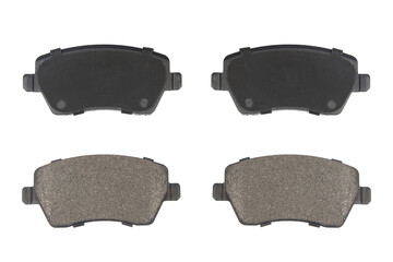 Auto brake pads isolated on white background. Set of brake pads. New auto spare parts isolated on...