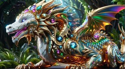 Fototapeta premium Radiant Crystal-Encrusted Dragon