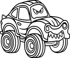 Monster car coloring page