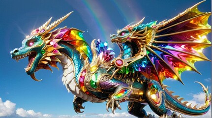 Obraz premium Majestic Rainbow-Scaled Dragon