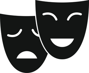 Black and white comedy and tragedy theater masks representing the duality of life