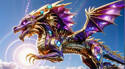 Majestic Violet Dragon with Jewels