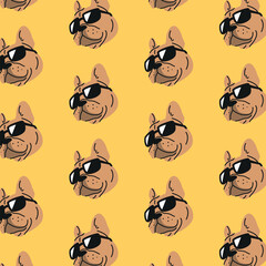 CUTE FRENCH BULLDOG WITH BLACK SUNGLASSES PATTERN DESIGN