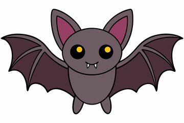 A black bat with outstretched wings on a white background. Vector illustration.