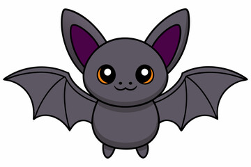 A black bat with outstretched wings on a white background. Vector illustration.