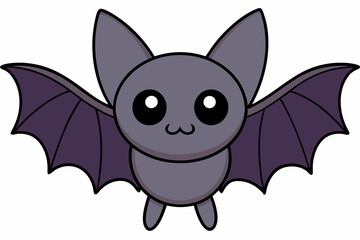 A black bat with outstretched wings on a white background. Vector illustration.