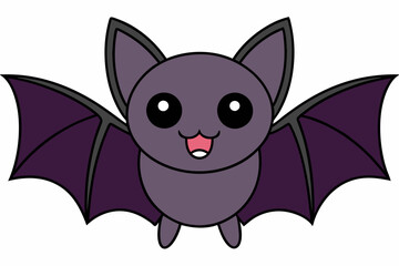 A black bat with outstretched wings on a white background. Vector illustration.