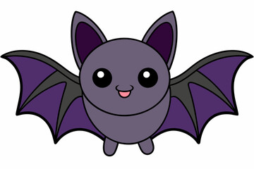 A black bat with outstretched wings on a white background. Vector illustration.
