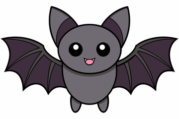A black bat with outstretched wings on a white background. Vector illustration.