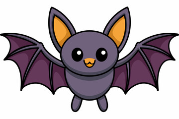 A black bat with outstretched wings on a white background. Vector illustration.