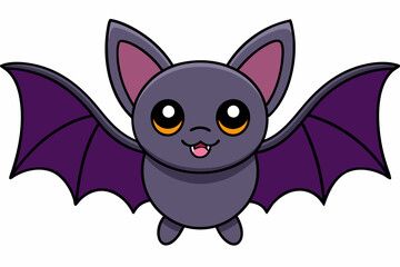 A black bat with outstretched wings on a white background. Vector illustration.