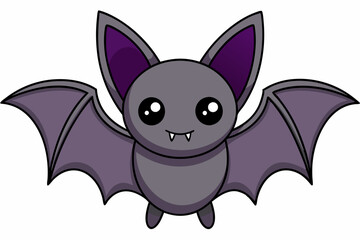 A black bat with outstretched wings on a white background. Vector illustration.