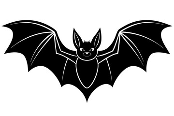 A black bat with outstretched wings on a white background. Vector illustration.