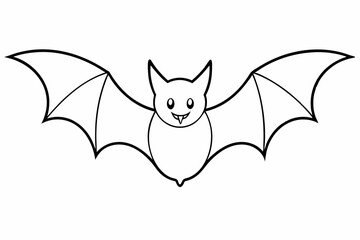 A black bat with outstretched wings on a white background. Vector illustration.