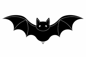 A black bat with outstretched wings on a white background. Vector illustration.
