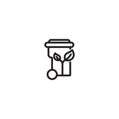 Trash can free icon. Compost cycle icon. Waste bin with leaves. Editable icon.