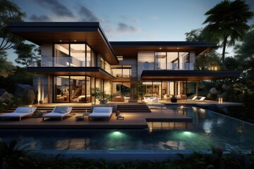 Fototapeta premium Modern house architecture building outdoors.