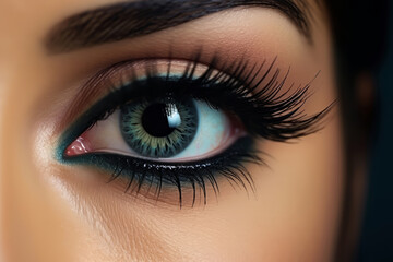 Obraz premium a closeup photo from a female eye, smoky eyes makeup